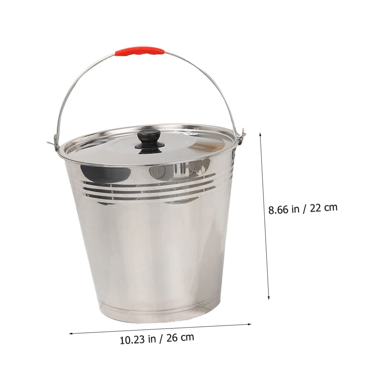 Amosfun Edelstahleimer mit Deckel 8 L Robuster Metallbehälter | Wasser und Milcheimer, mit Griff, 1 Stück Konstruiert, Korrosionsbeständig für Ranch, Haushalt und Garten