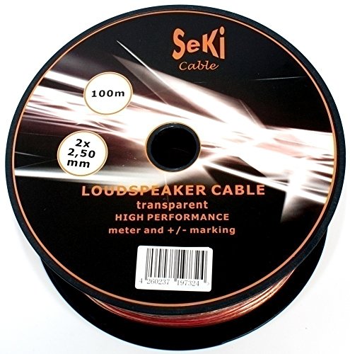 Cable de audio 2 x 2,50 mm2 transparente con conductor CCA de 100m para evitar pérdidas de señal