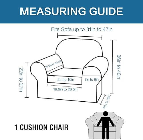 Miniatura 2 de H.VERSAILTEX Fundas protectoras para sillón de hasta 47 pulgadas de ancho de sillón de hasta 47 pulgadas, fundas protectoras para sillón de hasta 47