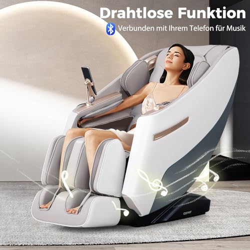 COSTWAY Fotel masujący, Zero Gravity SL Track Shiatsu fotel do masażu, ogrzewanie i masaż pneumatyczny, fotel do masażu całego ciała, z 12 trybami automatycznymi i pilotem zdalnego sterowania