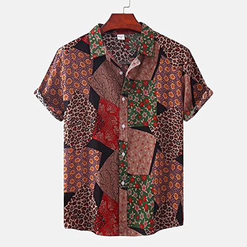 Chemise hawaïenne hommes coupe droite coton léger à motif imprimé tropical
