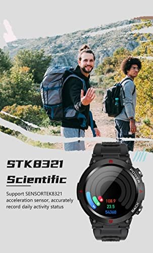 Military Smart Watch for Men Outdoor Tactical Smartwatch ip68 Waterproof Rugged Bluetooth Dail Calls Speaker 1.32" HD Touch Screen with Heart Rate Sleep Monitor Compatible with iPhone Samsung