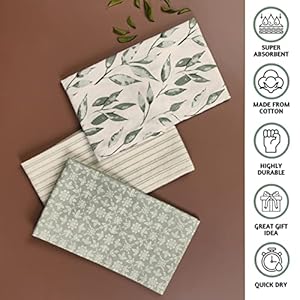 Folkulture Kitchen Towels with Hanging Loop, 18"x28", Set of 3 Kitchen Towels or Dish Towels for Drying Dishes, Dishcloths or Hand Towels for Home Kitchen Décor (Misty Green) Folkulture Kitchen Towels with Hanging Loop 18×28 Set of 3 Kitchen Towels or Dish Towels for Drying Dishes Dishcloths or Hand Towels for Home Kitchen Decor Misty Green