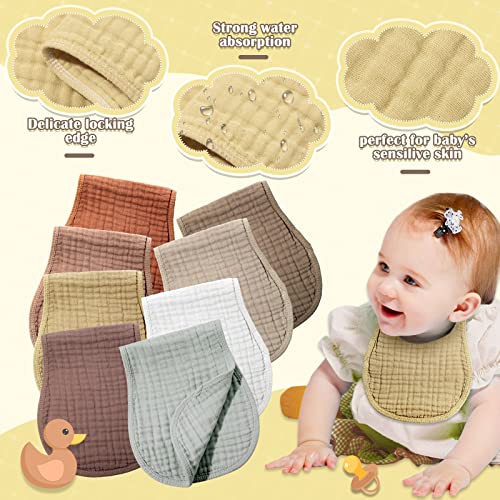 Image of Frienda 8 Pieces Muslin Burp Cloths for Baby Cotton Burp Cloth 10 x 20 Inches Multi Colors Muslin Washcloths Diapers 4 Absorbent Layers Newborn Face Towels for Baby Boy Girl Unisex (Warm Colors)