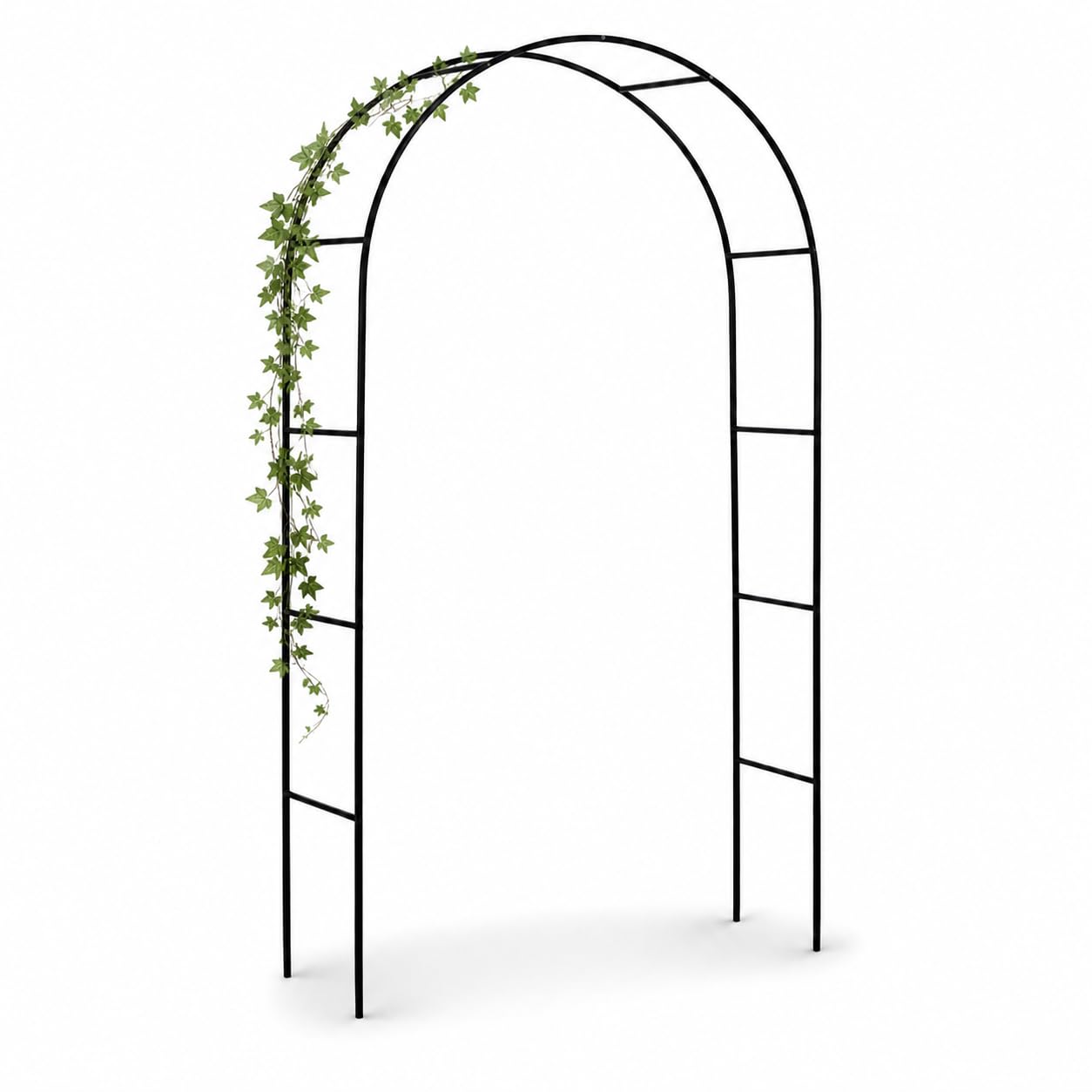 JAMAX – Arco de jardín de Metal Negro 240x140x36 cm para Eventos, Celebraciones y Bodas. Enrejado para Rosas y Plantas Trepadoras Moderno, Firme, Resistente y Decorativo. (Arco Negro)