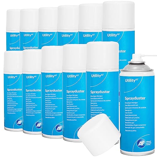 AF Air Duster / Sprayduster Compressed Air Can Blower Spray for Office PC, Laptop keyboard cleaner dust remover PS5 xbox fans (12-Pack)
