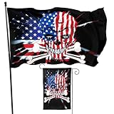 Lyiukz Skull and Crossbones American Flag 3x5 Ft Funny Jolly Roger Flag Double Sided Print and Garden Flags 12x18 Inch Vivid Color Durable Outdoor Indoor Decoration