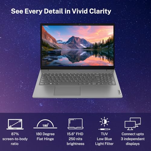 Image of Lenovo V15 Intel Core i3 13th Gen (16GB RAM /512GB SSD /Windows 11 Home /Office 2024 /Iron Grey) 15.6 inch FHD (1920x1080) Antiglare 250 Nits Thin & Light Laptop /1Y Onsite /1.65 kg, 83CCA08KIN