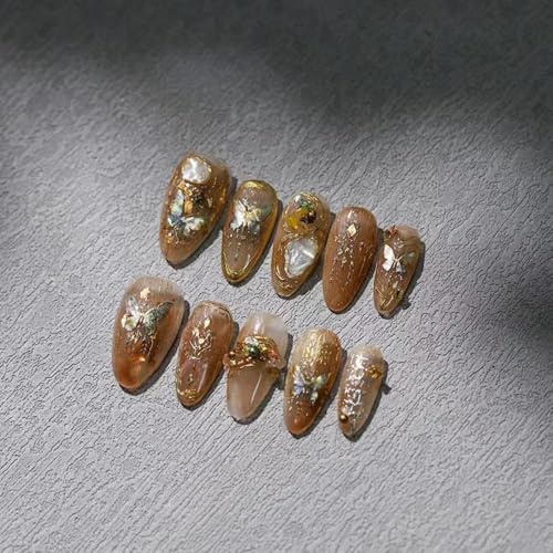 Image of Butterfly Nail Art Stickers 5D Embossed Nail Decals Golden Self Adhesive Bronze Nail Sticker for Nails Art Design for Women Girls Christmas Supplies Manicure Decorations Accessories