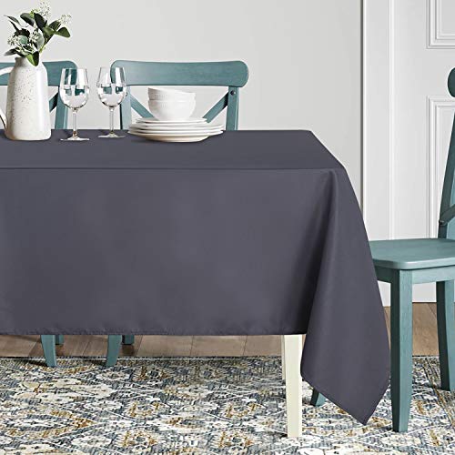 Image of sancua Rectangle Tablecloth - 90 x 156 Inch - Water Resistant Spill Proof Washable Polyester Table Cloth, Decorative Fabric Table Cover for Dining Tables, Buffet Parties and Camping, Grey