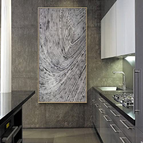 Toile abstraite moderne grise pour decoration murale de chambre nordique