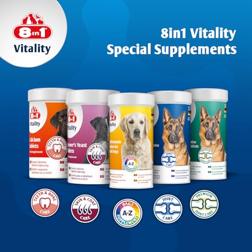 8in1 Glucosamin Tabletten - zur Nahrungsergänzung bei ausgewachsenen und älteren Hunden, 1 Dose (55 Tabletten)