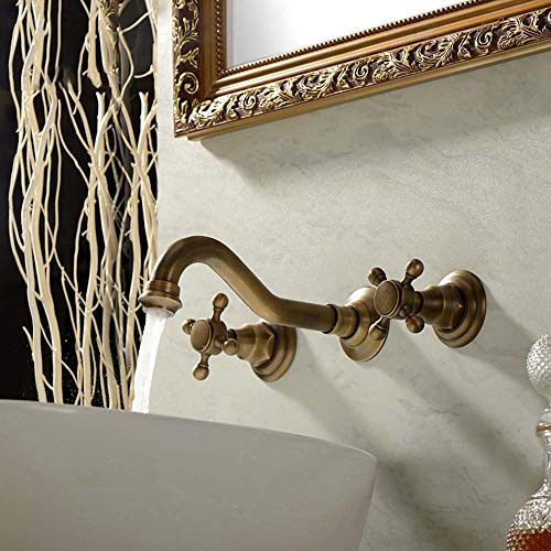 WHSS Messing Split Verdoppelt Die Wasserhähne In Die Wand DREI-Loch Dreiteilige Antiken Badewanne Wasserhahn Badezimmerschrank Gemischt Küchenarmaturen. - Image 4