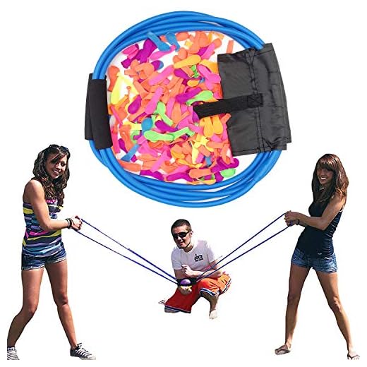 Water Balloon Launcher-with 500 Water Balloons Long Range Slingshot/Cannon/Launcher, 3 Person Giant Bomb Summer Games Toys for Outdoor Beach and Garden(Blue)