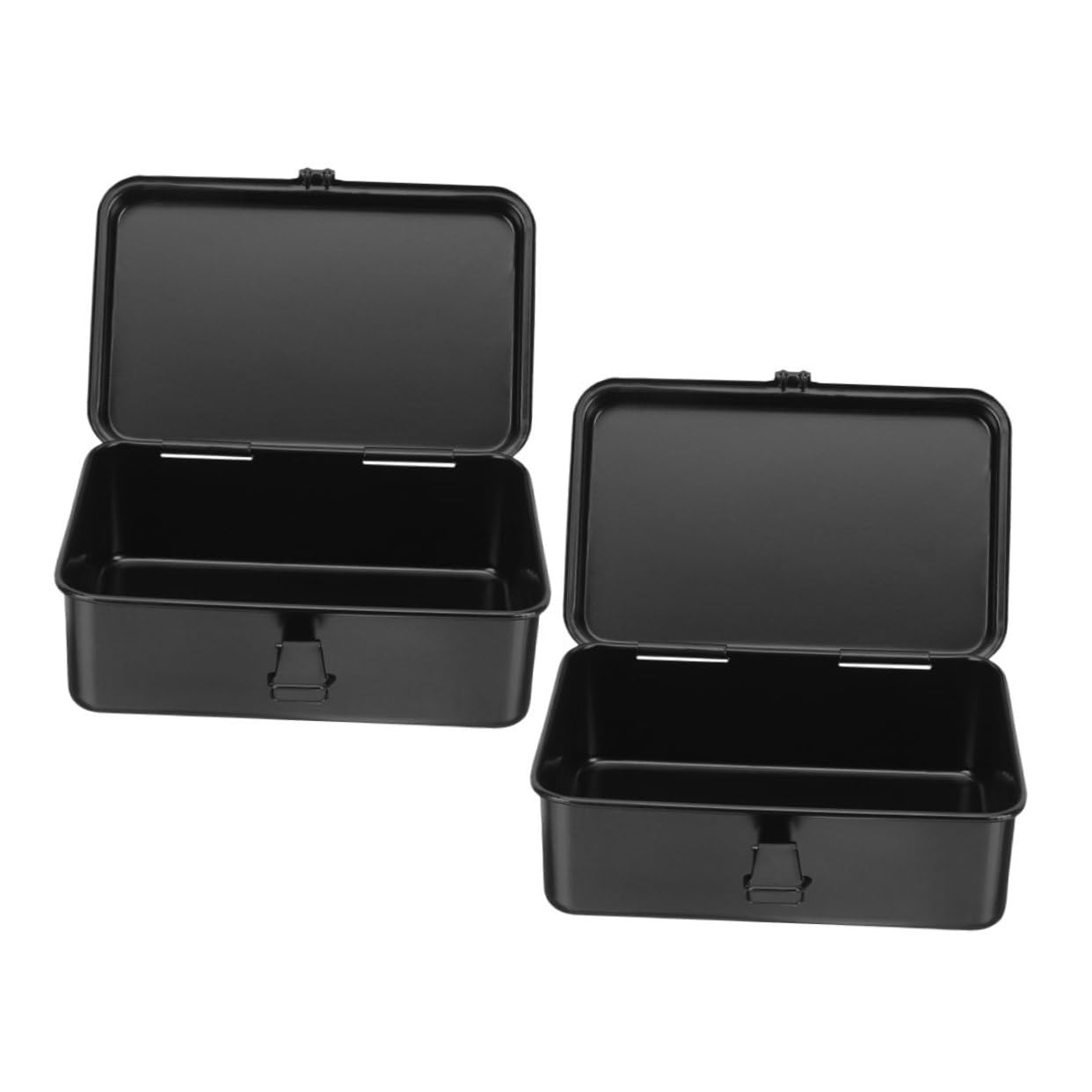 DOITOOL 2 Piezas Caja De Herramientas De Hierro Engrosado Negro Organizador De Herramientas Portátil Para Reparaciones Taller Garaje Hogar y Coche Compacto