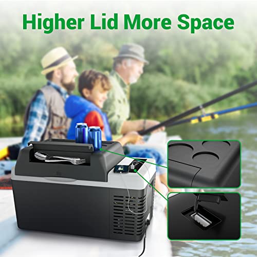 F40C4TMP Portable Freezer Car Refrigerator 24 Quart 12V Car Freezer Travel Fridge 23L (-7.6℉~50℉) Compressor Refrigerator for Truck, RV, Boat and Camping, 12/24V DC and 110-240 AC