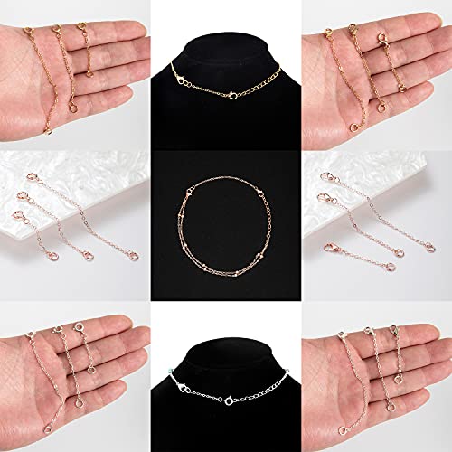 Image of Softones 12-18Pcs Ankle Bracelets Extenders-Extension for Womens Jewelry(1 2 3 Inch),with Lobster Clasp and O-Clasp from Gold Silver Rose Gold
