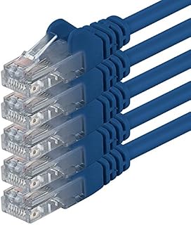 1aTTack.de Kabel Ethernet Cat 6 Gigabit RJ45 LAN, kabel krosowy kompatybilny z Internetem, routerem, modemem, Smart TV, PC i laptopem, przełącznik, modem, niebieski, 5 sztuk, 2 m