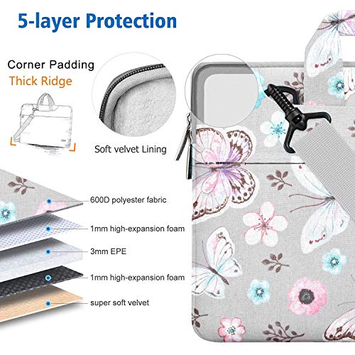 Image of Hseok Laptop Shoulder Bag 13 13.3 14 Inch Case Compatible with MacBook Pro /Neo 14 inch M5 /M4 /M3 /M2 /M1,Mac Air /pro /Neo 13 inch and Most 13 13.3 14 Notebooks,Spill-Resistant Briefcase,Butterfly
