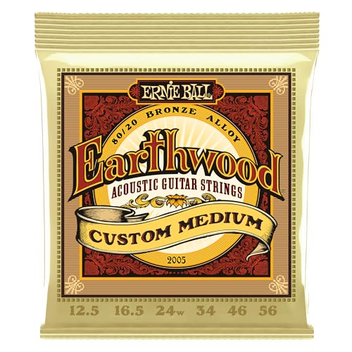 Ernie Ball Earthwood Custom Medium   Cuerdas para guitarra acústica, bronce 80/20, calibre 12.5 56