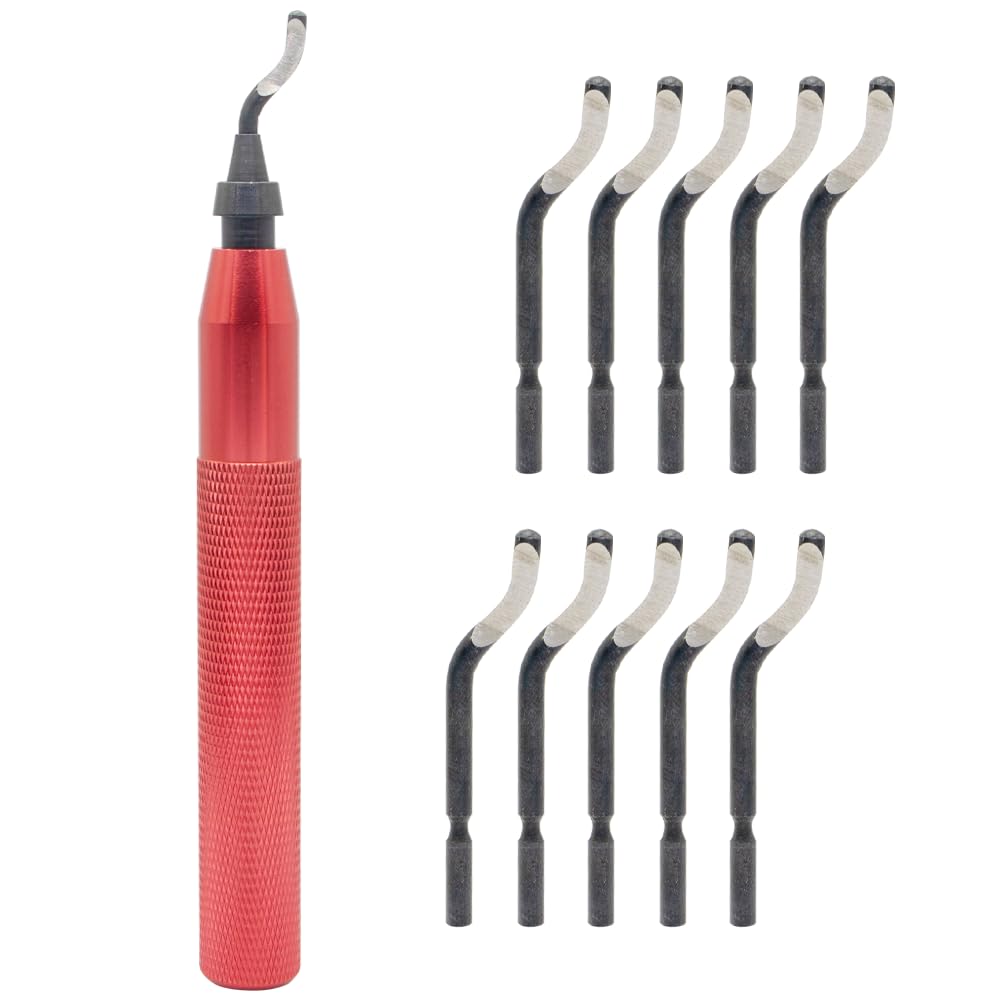 Hand Deburring Tool - 10 Blades for Metal, Plastic & More -11