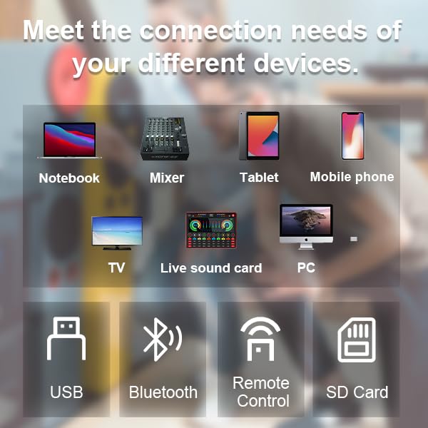 RECK 6000W P.M.P.O Stereo 15-inch Powered PA Speaker System DJ Combo Set, 4 Line Array Speakers and Two 15 inch Subwoofers with Bluetooth/USB/SD Card/Remote Control for Party DJ Wedding Meeting