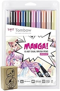 Tombow ABT-10C-MANGA2 Fibre-Tip Pen Dual Brush Pen Manga Set Shonen