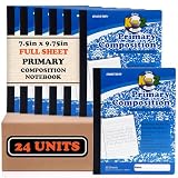 Mintra Primary Composition Notebook, 24 units 6-4 Pack, Blue Cover, 80 Sheets, 7.5in x 9.75in, Full Sheet, Ruled with Drawing Area, Flexible Hardcover Journal, Grades K-2, School & Home Use