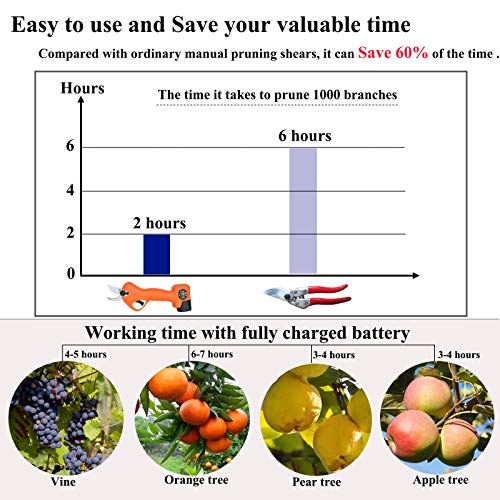 Makingtec Cordless Electric Pruning Shears,Electric Secateurs 2 Rechargeable 2000Mah Battery Tree Branch Pruner Cordless Pruning Scissors,Garden Orchard Tool Cutting Diameter 25Mm(1.1 Inch) #TOP2