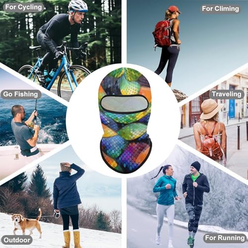 Balaclava Mask for Men Balaclava Ski Mask Rainbow Fish Scale Winter Face Mask Face Cover for Cycling miniatura 6