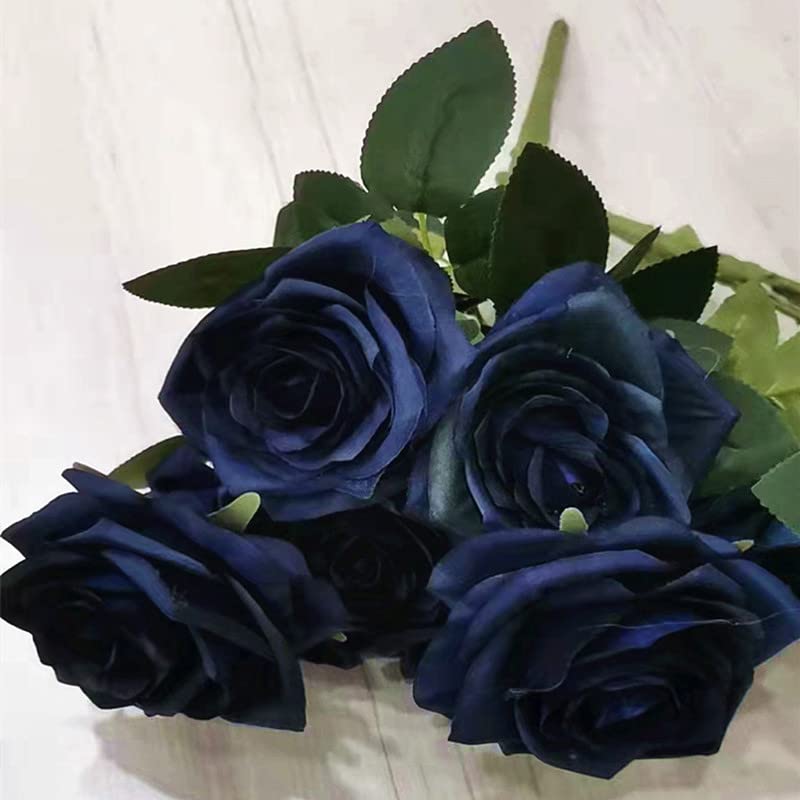 10 Heads Silk Artificial Rose Flowers Fake flower Bouquet Buch Wedding Home Party Decor (Sea Blue) โ image 1