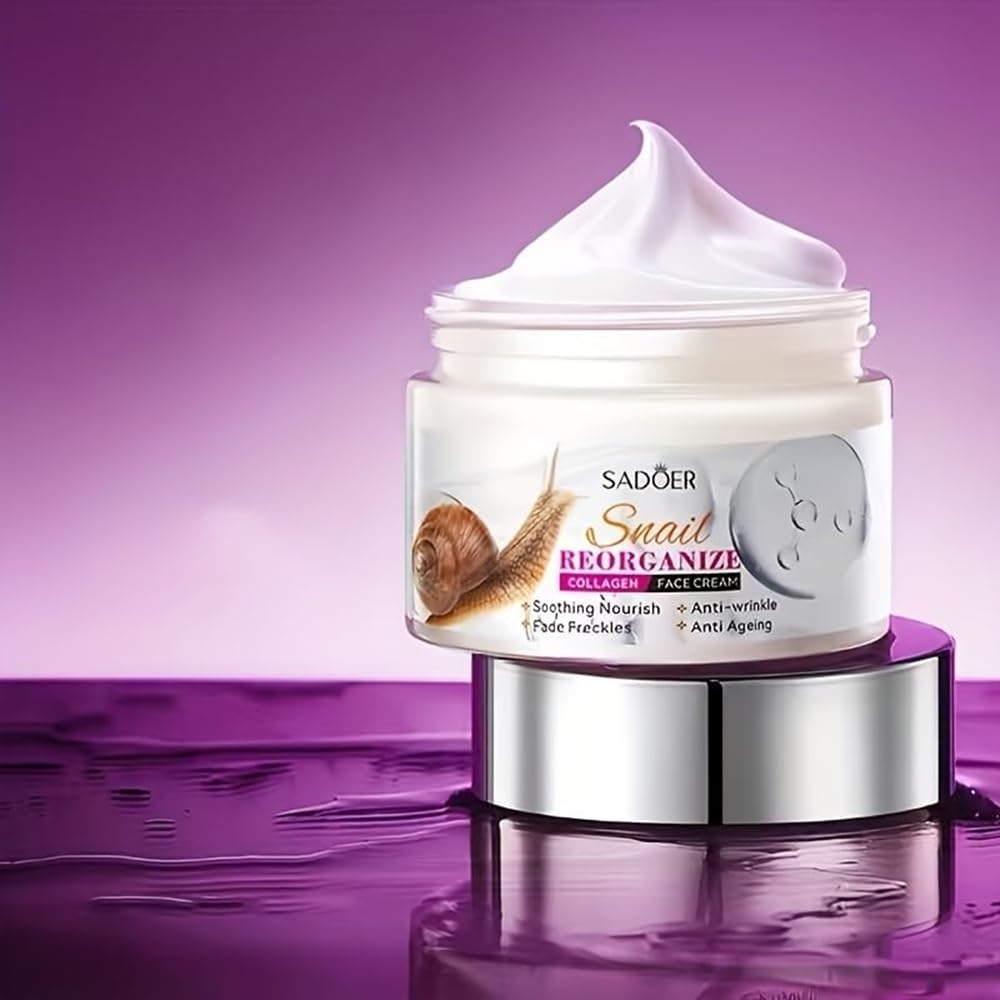 SADOER zestaw pielęgnacji ze śluzem ślimaka – oczyszczający żel, tonik, lotion, krem pod oczy, serum i krem do twarzy – nawilżanie i ujędrnianie