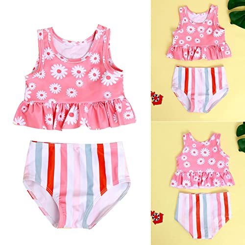 Roupa de banho para meninas, 2 peças, parte de baixo de biquíni com cordão, estampa de gota d'água