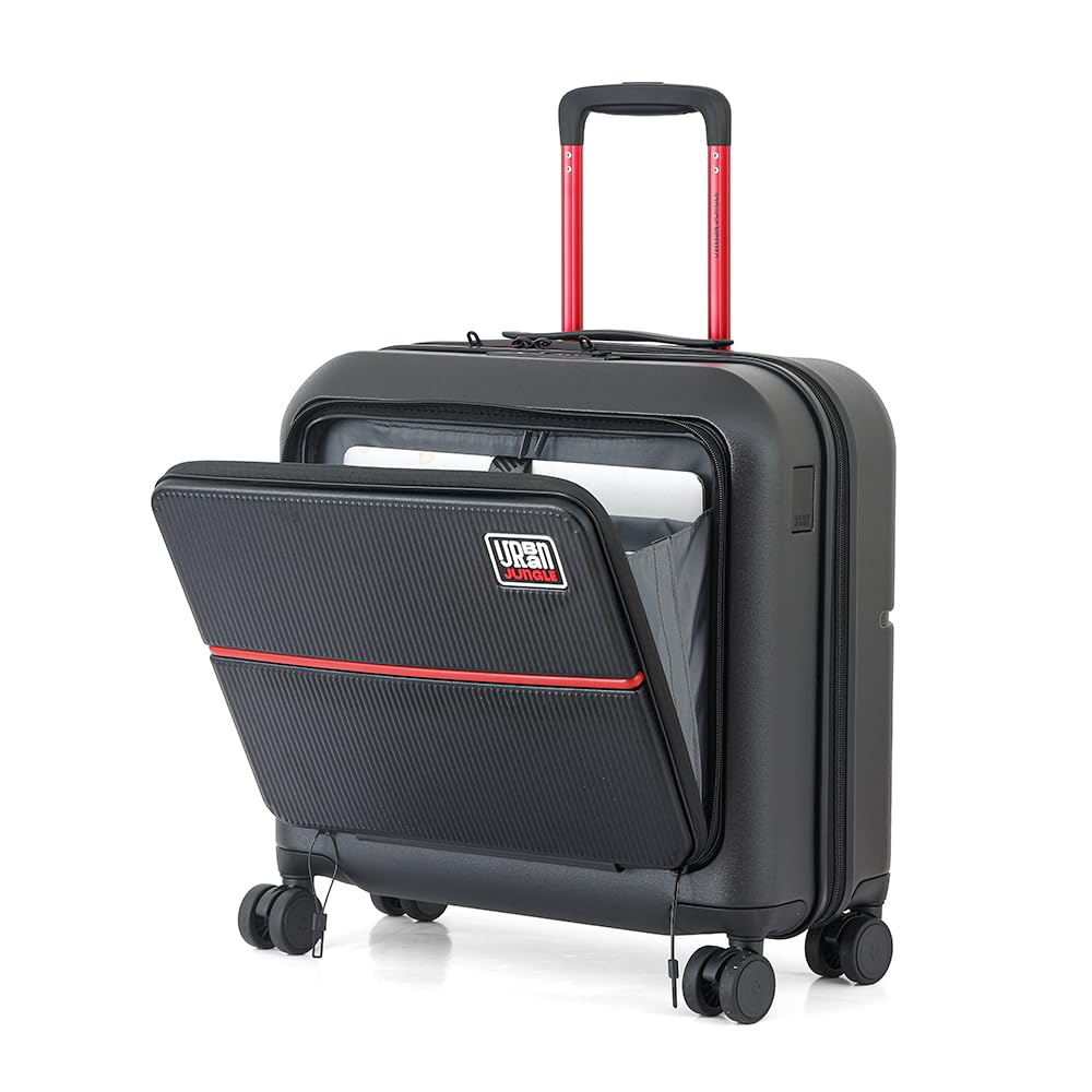 by Safari, Overnighter Cabin Trolley Bag with Laptop Compartment, Hardside Polycarbonate Small (55 Cm) Suitcase with USB Charging Socket,8 Silent Wheel Luggage for Both Men&Women(Black)-image-3