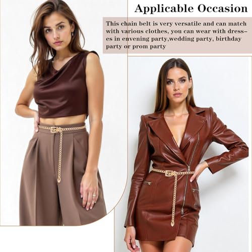 Chain Belt for Women Metal Waist Chain Gold Adjustable Chains Belt Fashion Multilayer Chains Belts for Jeans Dresses Sweater4