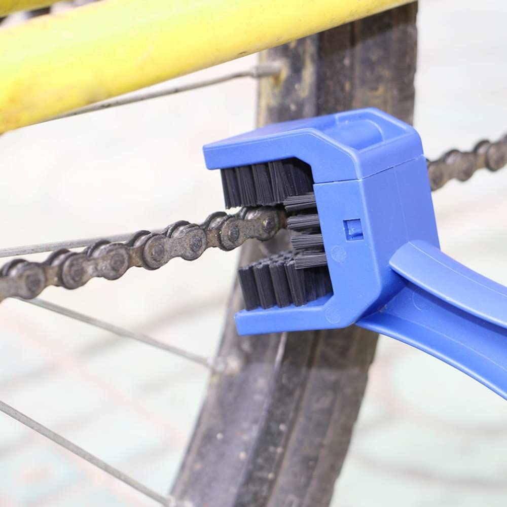 AMB Multi-Purpose Bike Chain Cleaner Brush with Soft & Long Bristles Ideal for Quick Cleaning of Cycles, Motorcycles (Blue) 3