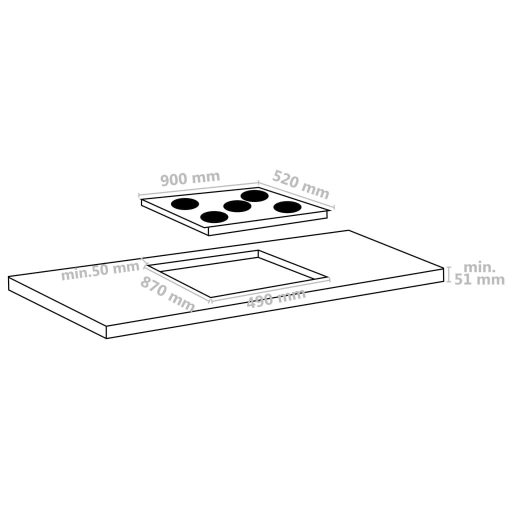 Genérico Vitrocerámica con 5 quemadores Control táctil 90 cm 8500 W,Casa y jardín,Cocina y Comedor,Electrodomésticos de Cocina,Placas de cocina-51441