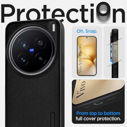 Image of Jkobi Back Cover Case for Vivo X200 Pro 5G (Textured Grip Design | Micro-Fiber Cloth Inside | Slim and Light Weight | Soft Touch and Feel | Black)