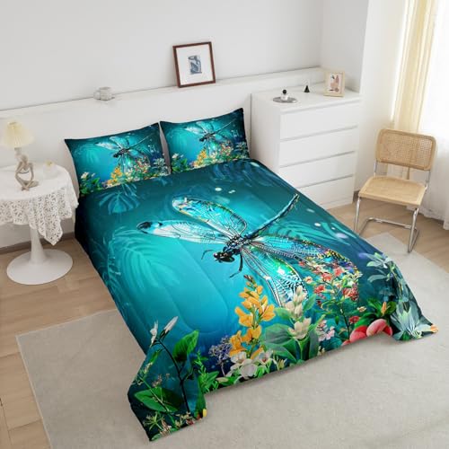 Image of Feelyou Dragonfly Bedding Set Queen Size 3Pcs for Boys Girls Children