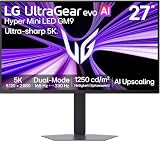 LG Ultragear™ evo 27GM950B-B 27 Zoll 5K IPS Hyper Mini LED Gaming-Monitor, 165Hz/330Hz, AI Upscaling, DisplayHDR 1000, AMD FreeSync Premium, 1x USB-C (90W), 2X HDMI 2.1, 1x DisplayPort 2.1, Schwarz