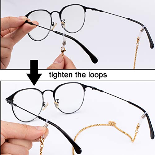 Whaline 3 Pieces Eyeglasses Chain Sunglass Neck Strap Holder With 6 Pcs Adjustable Rubber Ends Connectors (Silver Golden Black) #TOP5