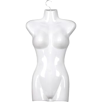 1 x Torso Female - 70 cm Women's Torso Made of Plastic - Upper Body Half Plastic in White - Mannequin Bust - Half Shell Women