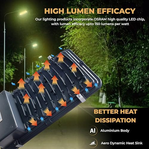 Image of Forus LED Street Light 120W Waterproof IP66 Outdoor Yellow Lamp for Home Garden Parking Lot Road Pathway Highway Warehouse Factory Yard Driveway Pole Mounted LED Streetlight 5 Years Warranty 1Pc