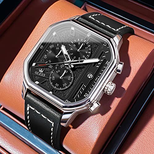 Image of OLEVS Square Watches for Men Chronograph Fashion Business Watch Luminous Waterproof Casual Wrist Watches