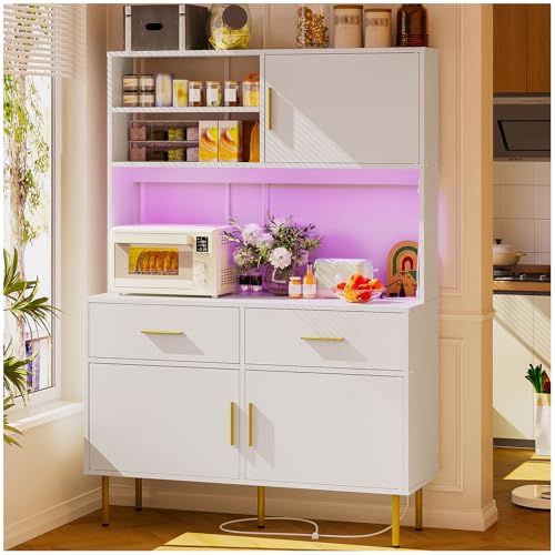Catálogo para Comprar On-line Cocinas Prefabricadas , tabla con los diez mejores. 50 SIMPLE ESPACIO Alacenas para Cocina,Muebles para Cocina con Regleta y LED,120 * 40 * 170CM Alacenas para Cocinas Tiene un Gran Espacio Almacenamiento,Adecuado para Cocinas y Salón...