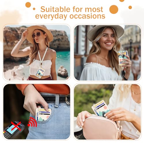 Image of Yonlevres Sunrise Credit Card Holder Slim RFID Wallet Women Small Travel | Front Pocket, Handy, RFID Blocking, Woman Girls Ladies Gifts, D-ring for Keychain,Thin Mini Card Case, ID Window, PU Leather
