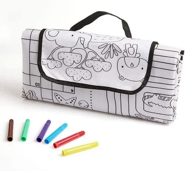 Vision4ever Colour Your Own Picnic Blanket Mat Outdoors Garden Beach Kids Pens 1.35m x 1.16m Easy to use