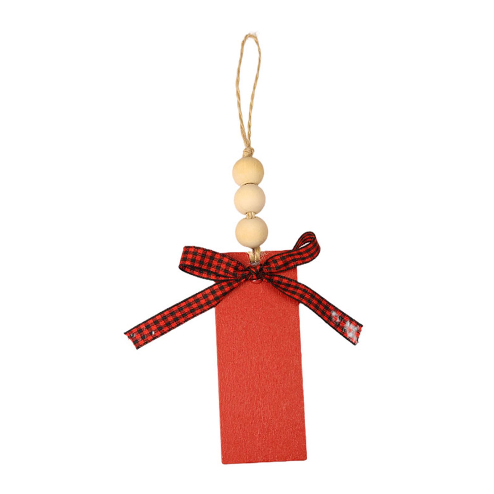 Nucelit Wooden Hanging Ornament Christmas Pendant Decor for Holiday New Year Party Supplies Rectangle Wood Board with Beads Rope Festive Decorations