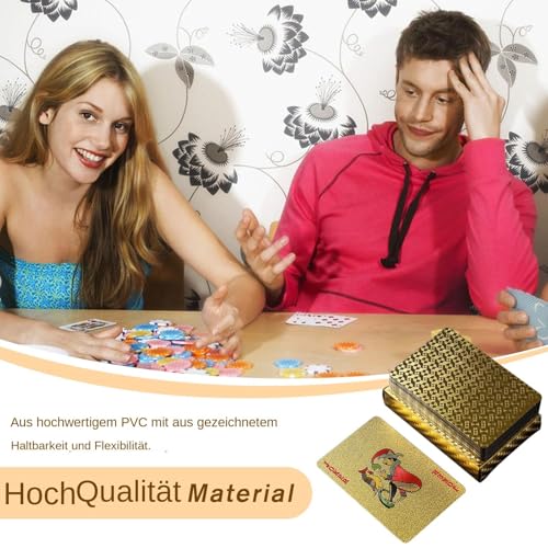 Generisch Goldfolie Pokerkarten, Pokerspielkarten | Gold Foil Poker Desktop Game | wasserdichte Spielkarten Standard für Unternehmensaktivitäten, Hochzeitsgedenken – Bild 3