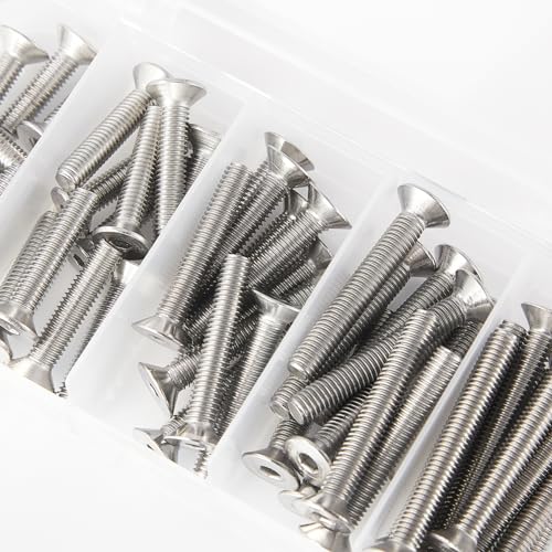 Cicidorai M5 x 20mm 25mm 30mm 35mm 40mm Flat Head Hex Socket Cap Screws Countersunk Bolts, 304 Stainless Steel, Metric Allen Hex Drive, Fully Threaded, Bright Finish, Assortment Kit 50PCS by Cicidorai - Image 5